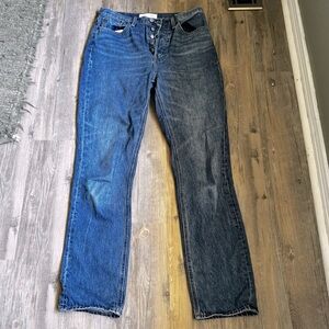 Denim Forum Two-Tone Straight Leg Jeans